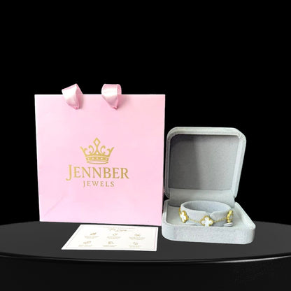 Pulsera trebol -  gold white