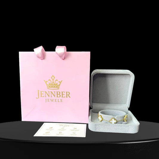 Pulsera trebol -  gold white