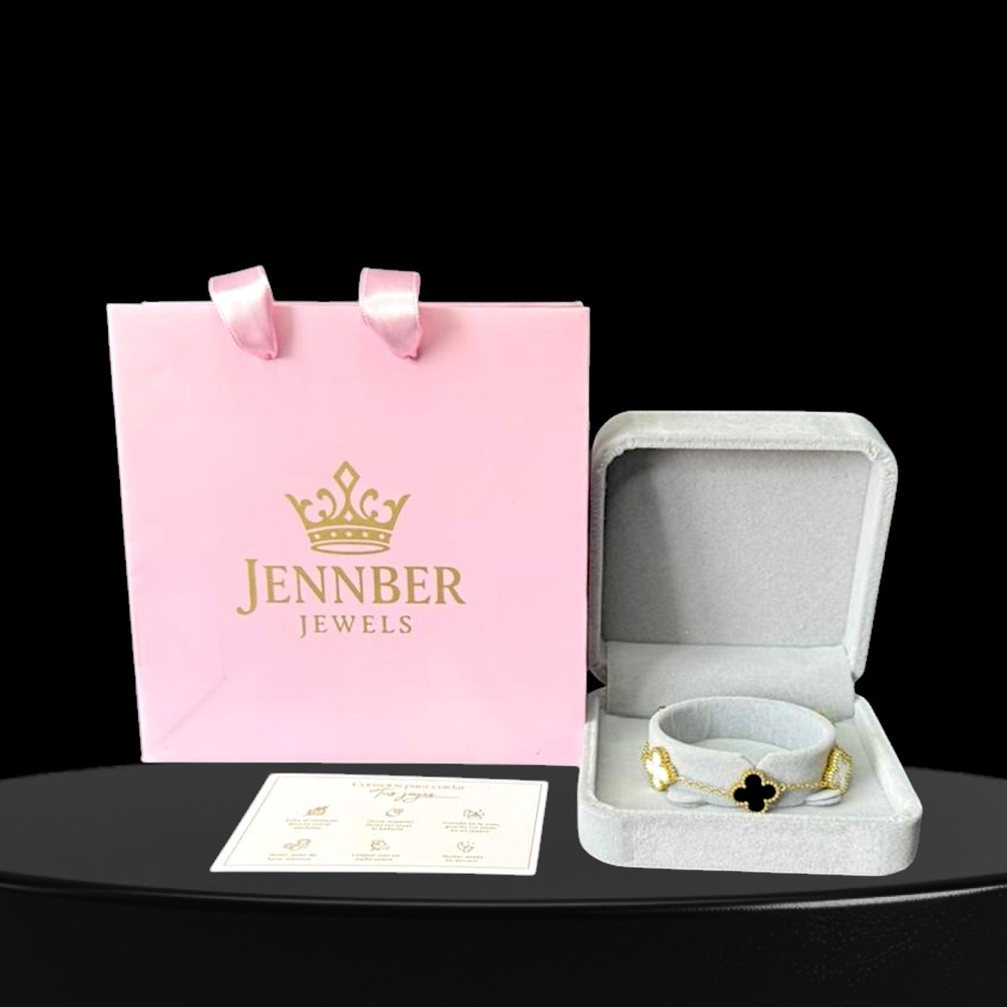 Pulsera trebol - gold  black