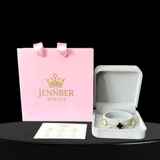 Pulsera trebol - gold  black