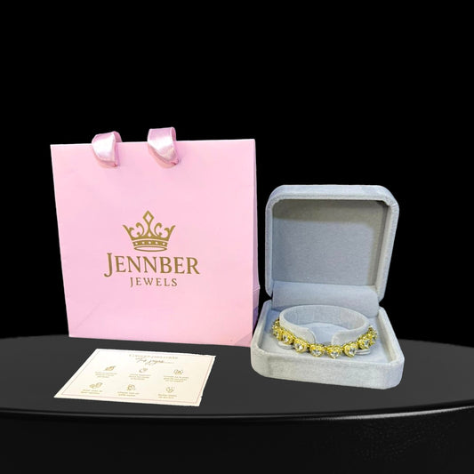 Pulsera modelo swarosky - Gold corazon blanco