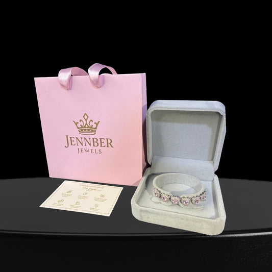 Pulsera modelo swarosky - Corazon rosa ajustable