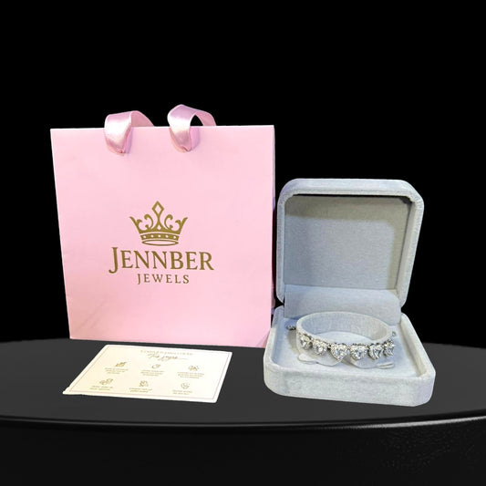 Pulsera modelo swarosky - Corazon blanco ajustable