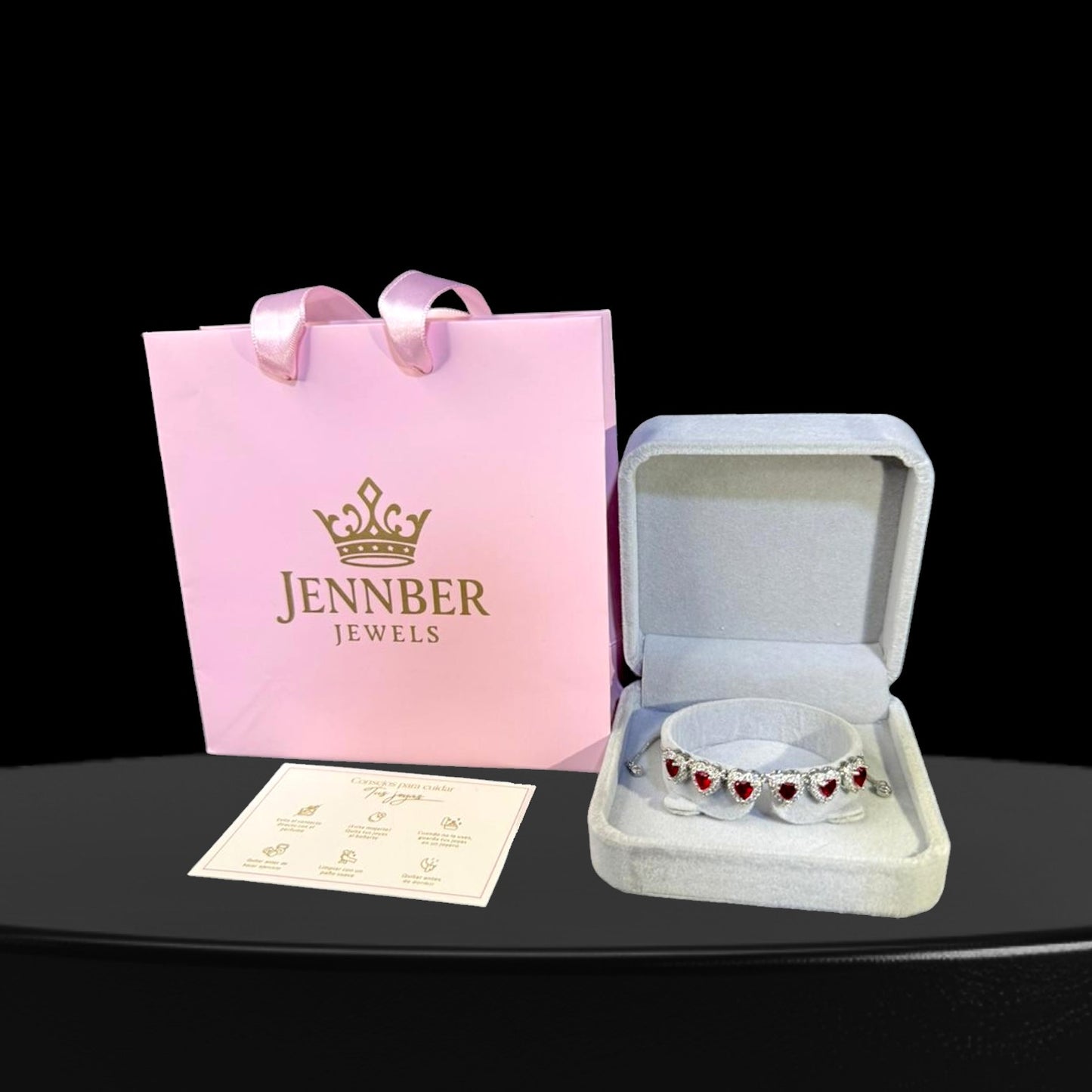 Pulsera modelo swarosky - Corazon rojo ajustable