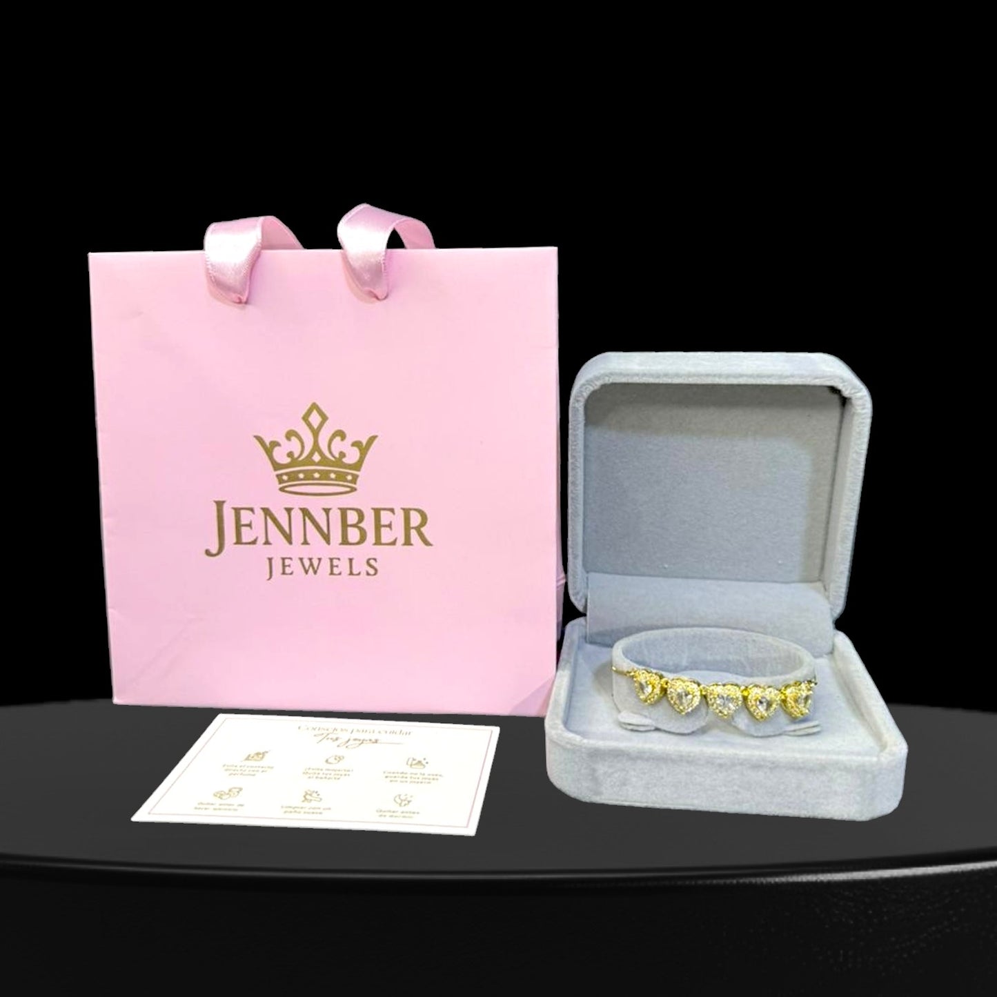 Pulsera modelo swarosky - Gold corazon blanco ajustable