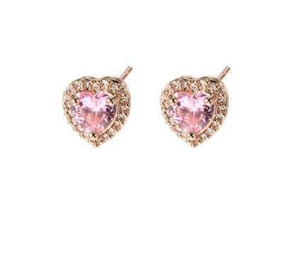 Pendientes de botón con forma de corazón oro rosa