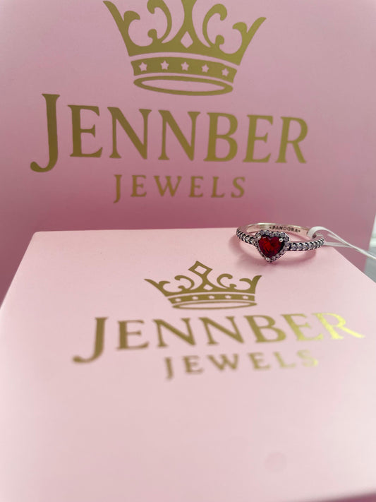 Anillo Corazón elevado rojo - Plata ley 925