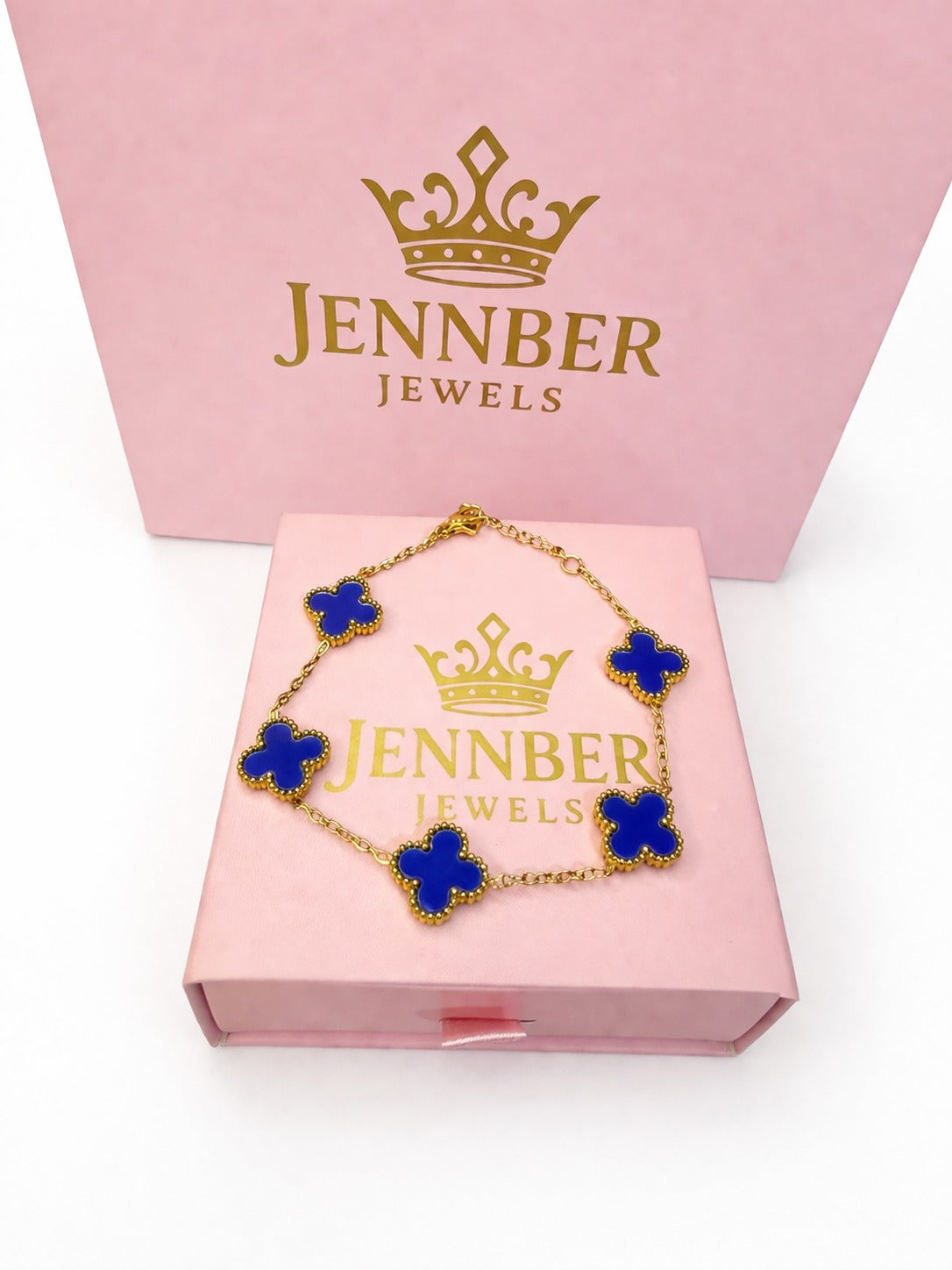 Pulsera trebol -  Gold azul