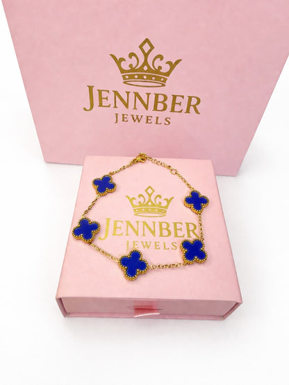 Pulsera trebol -  Gold azul