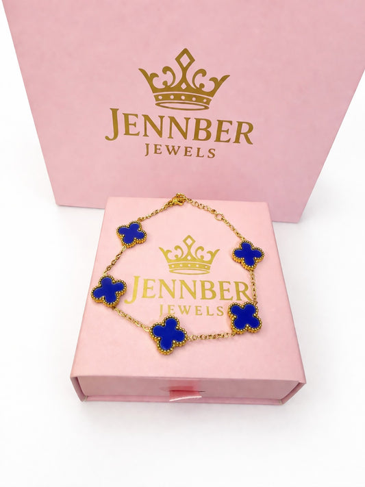 Pulsera trebol -  Gold azul