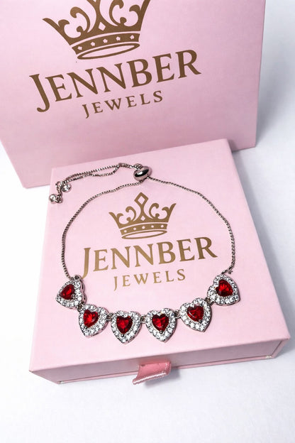 Pulsera modelo swarosky - Corazon rojo ajustable