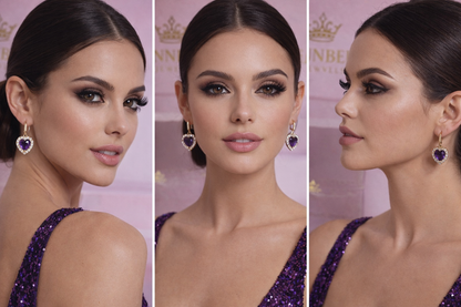 Aretes corazon colgante - Gold purple