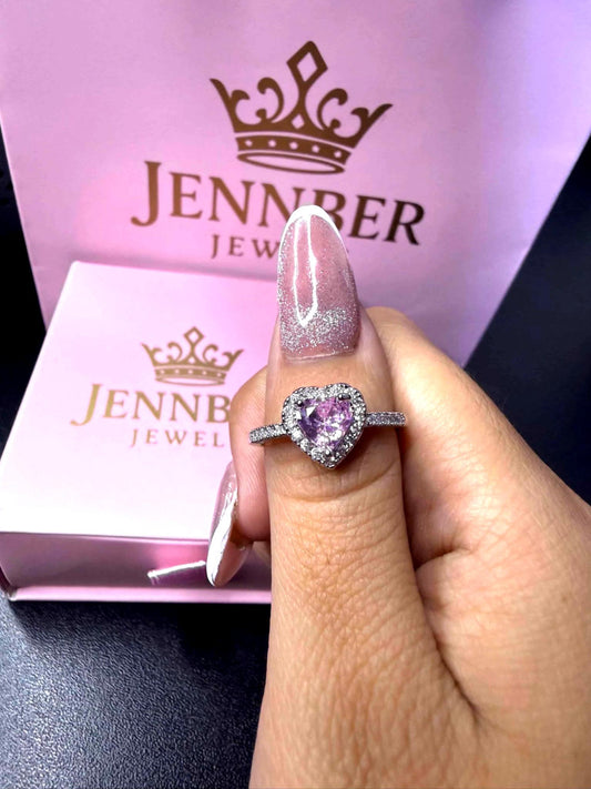 Anillo corazon rosa - Acero inoxidable