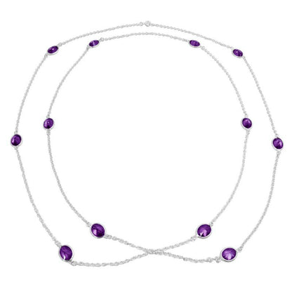 Collares colgantes doce circón color cristal azul 70cms plata 925 - PO0302