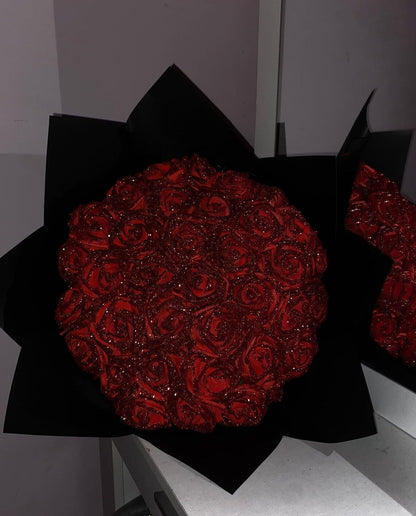 Rosas eternas rojas con glitter de 30