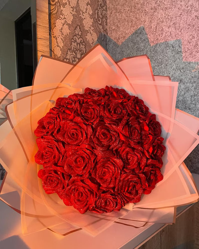Rosas eternas  con glitter