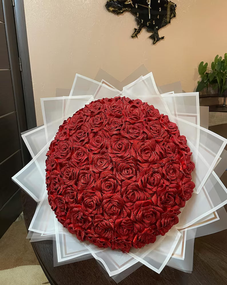 Rosas eternas  con glitter
