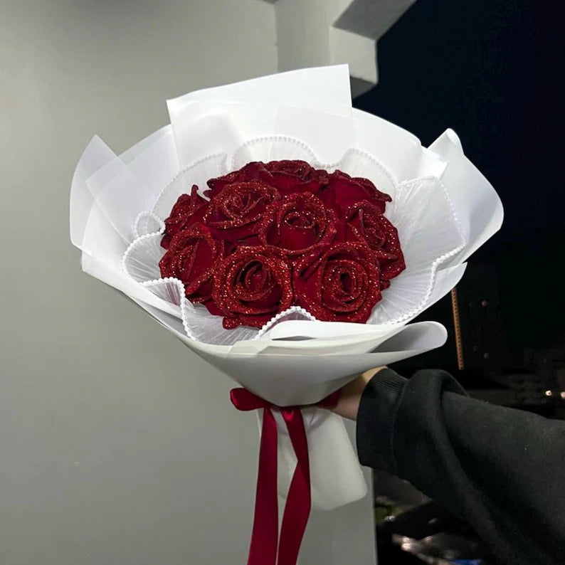 Rosas eternas  con glitter