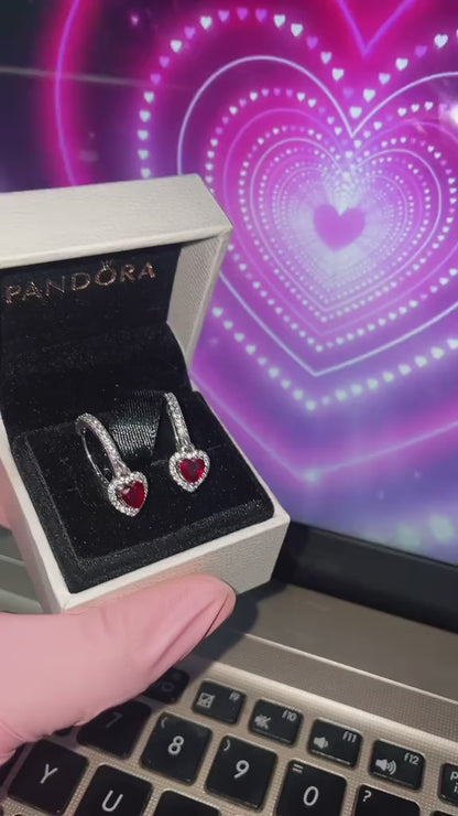 Pendientes de botón con forma de corazón colgante Rojo