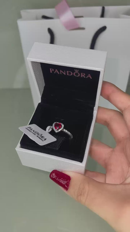 Anillo Corazón elevado rojo - Plata ley 925