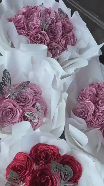 Rosas eternas  con glitter