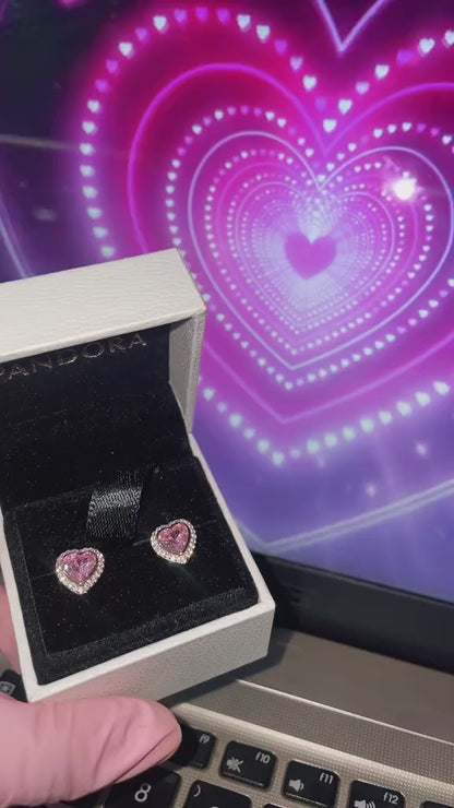 Pendientes de botón con forma de corazón oro rosa