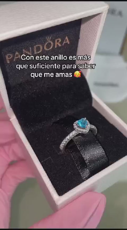 Anillo en plata ley 925 -piedra celeste