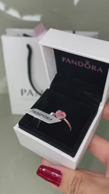 Anillo Con Un Recubrimiento En Oro Rosa De 14k Corazón Brillante Rosa Elevado - Anillo Plata ley 925