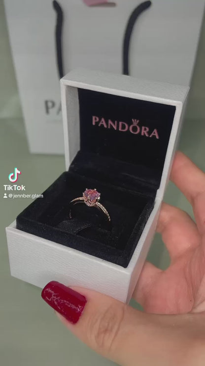 Anillo Solitario Corona Brillante Rosa Recubrimiento en Oro Rosa de 14k