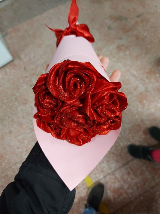 Rosas eternas rojas con glitter de 7
