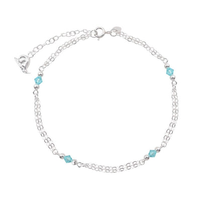 Tobillera Rolo Cristal Colores Plata 925